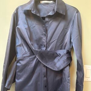 Elegant Charcoal Satin Mini Dress